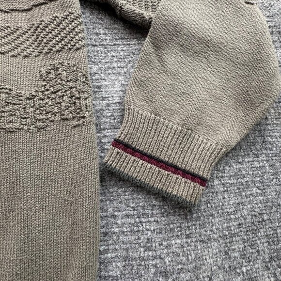 VTG OK Crusader Reef Sweater Mens L Beige Grey Embroidered Golfer Sport Grandpa - Picture 11 of 15